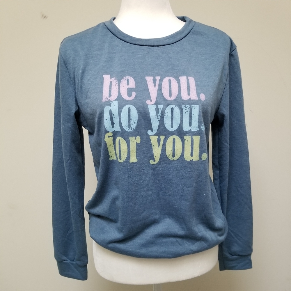 Amelia James Be You Sweatshirt Blue Size Small